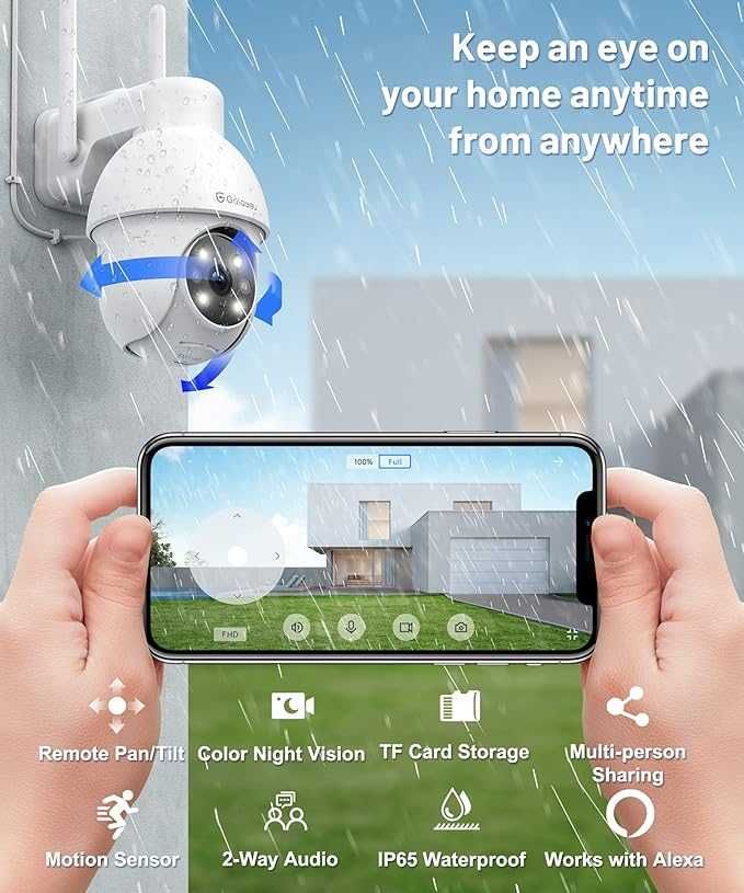 Kamera Zewnętrzna 2K PTZ WiFi Kamera IP Kol Nocny Audio Aplikacja 420