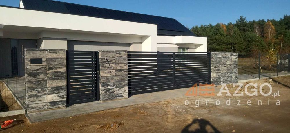 Brama suwana przesuwna dwu skrzydłowa furtka napęd palisada OCYNK