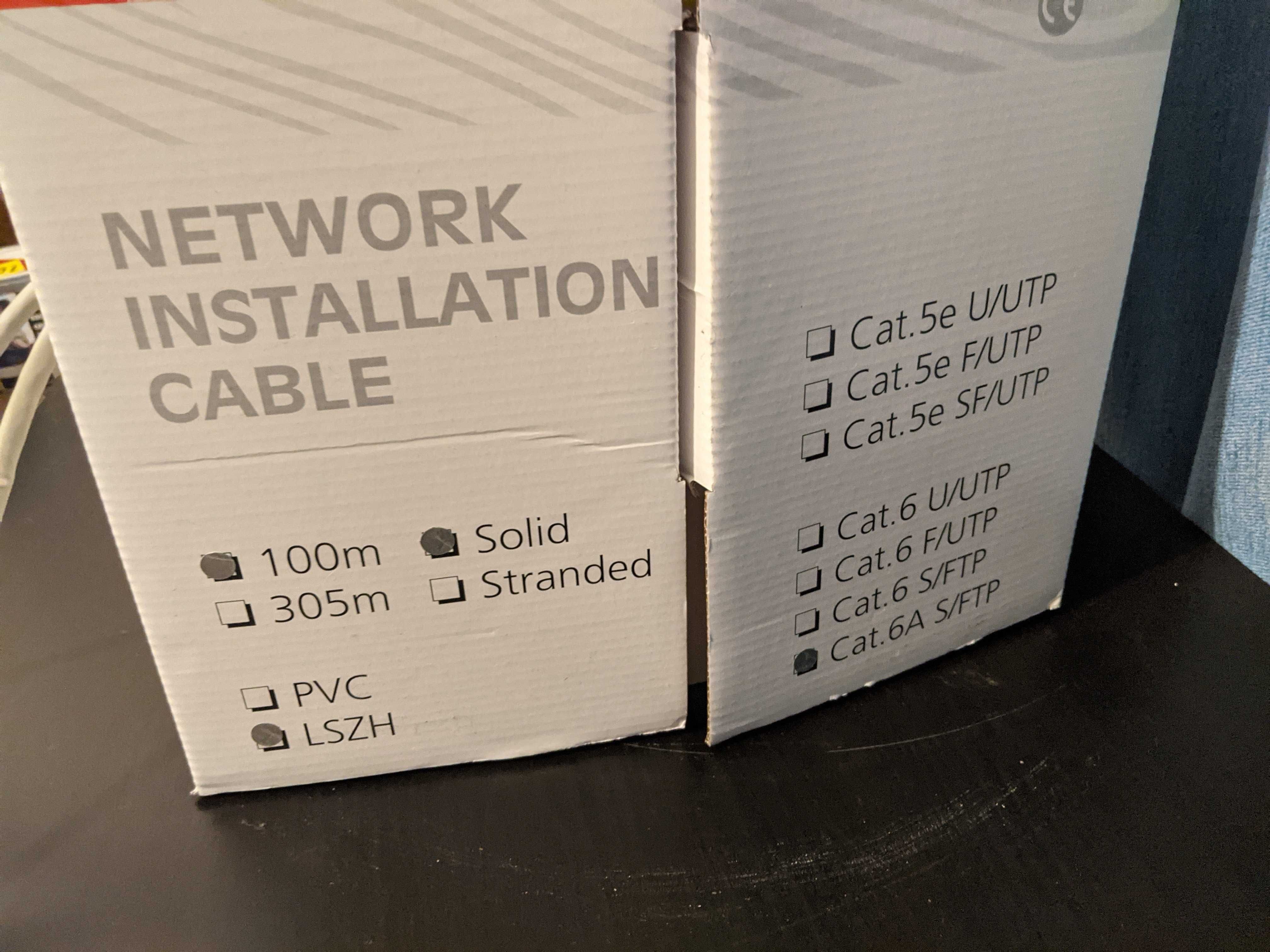 Rolo Cabo de Rede Ethernet CAT6A - 100 metros.