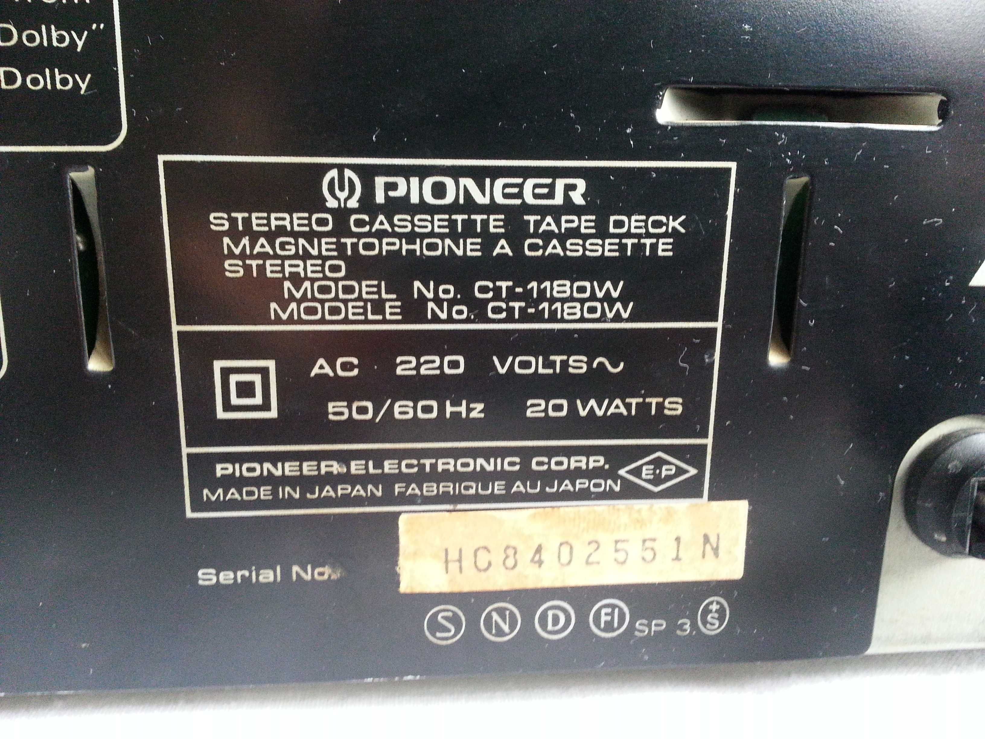 Magnetofon Pioneer CT-1180 W