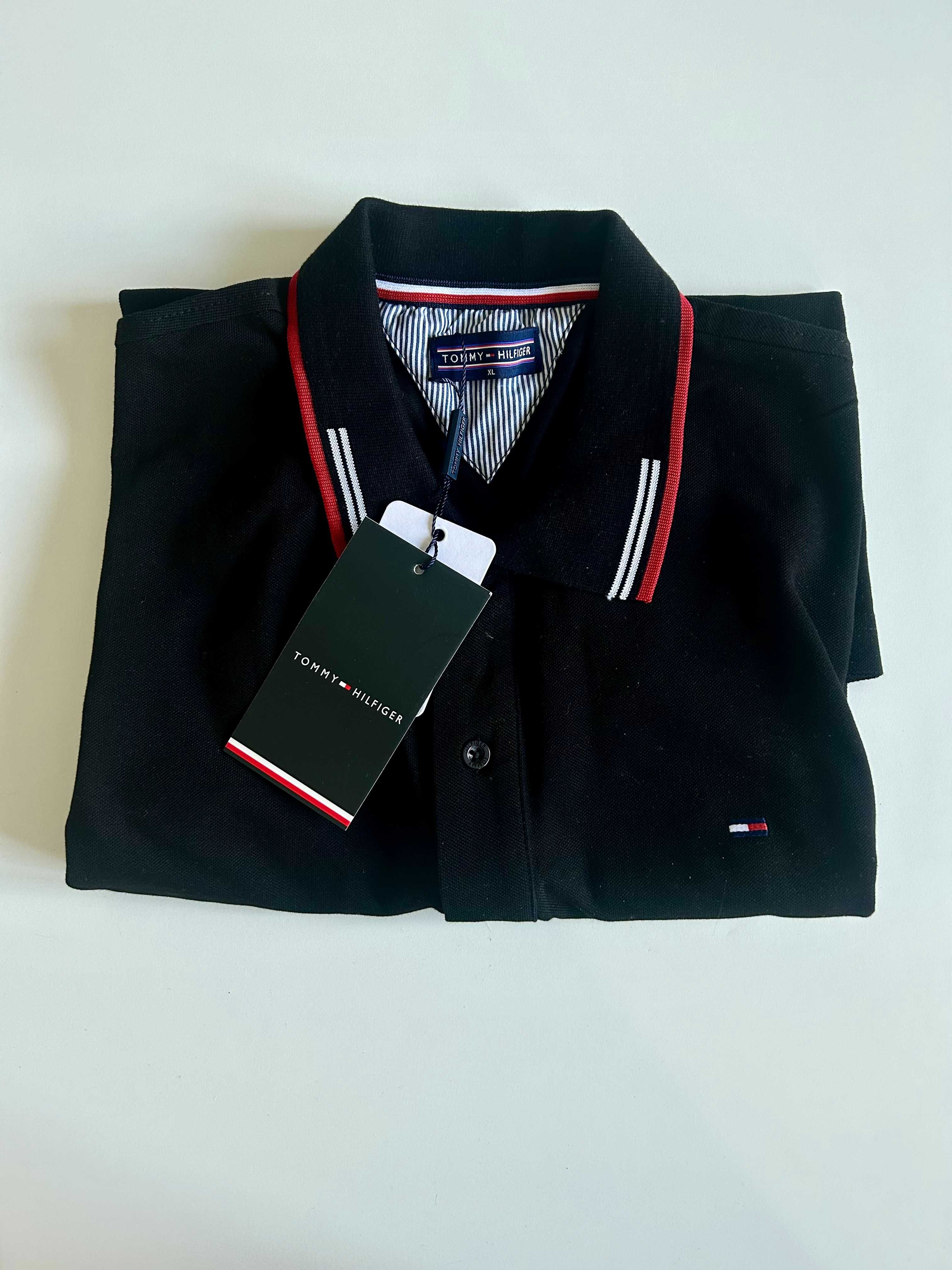 Polo Tommy Hilfiger czarne nowe / Tommy Hilfiger Polo czarne rozmiar L