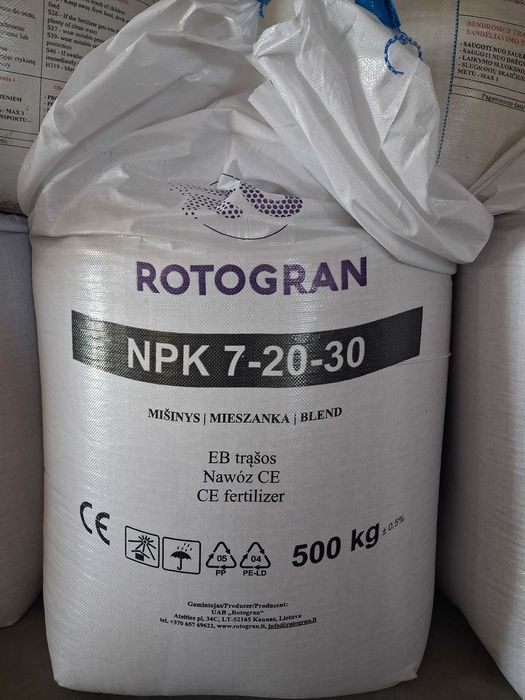 Nawóz wieloskładnikowy NPK 7 -20-30 Rotogran cena 2300zł/t