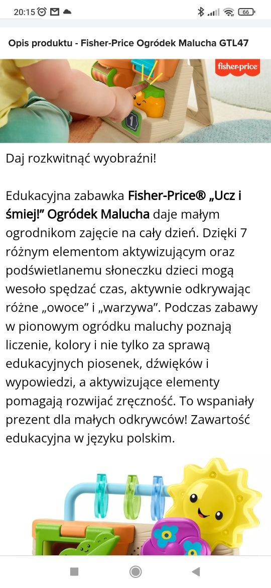 Ogródek malucha Fisher Price jak nowy