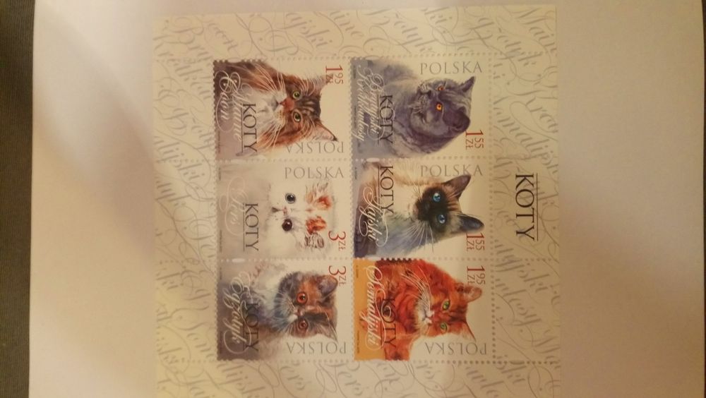 Znaczki pocztowe kolekcjonerskie blok KOTY