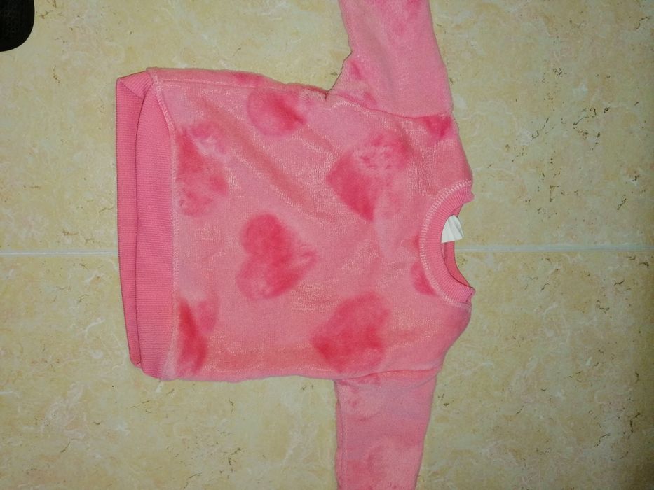 Camisola  quentinha rosa com corações 4/6 mesea
