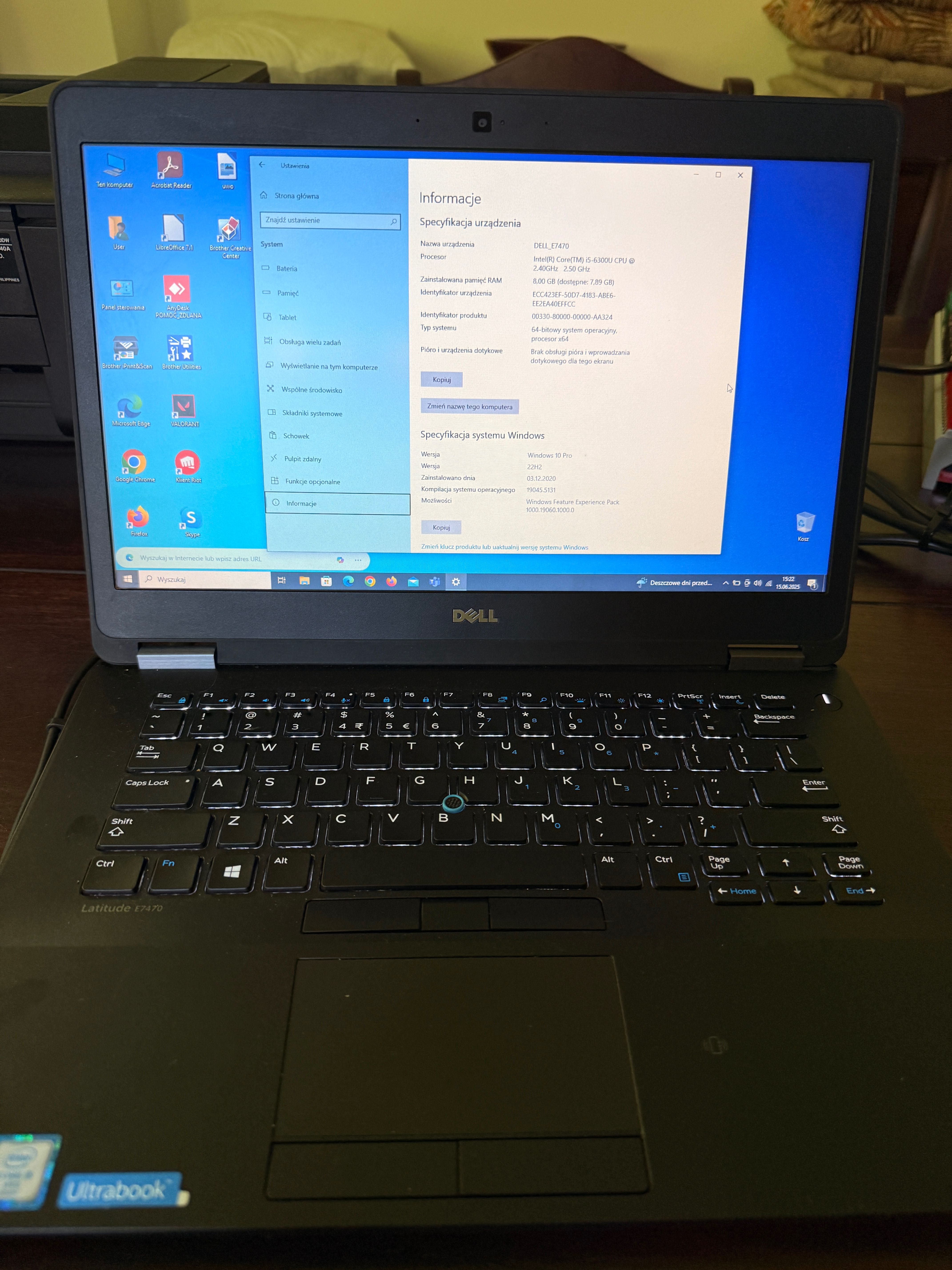 Laptop DELL E7470 Ultrabook i5-6300U CPU 2.50 Ghz 8 GB RAM