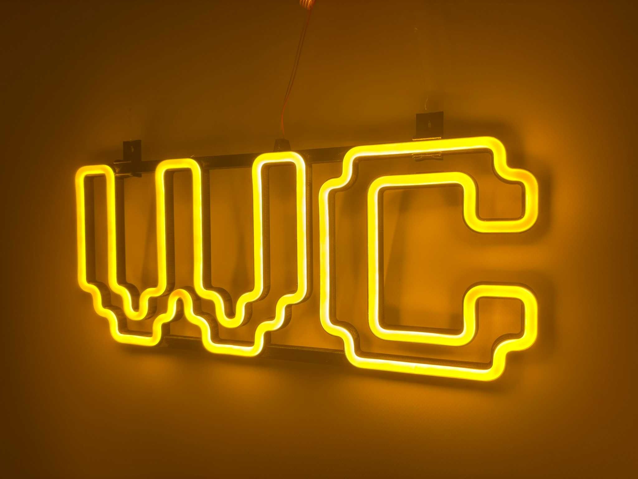 Неонова вивіска "WC" жовта, 420*170 мм