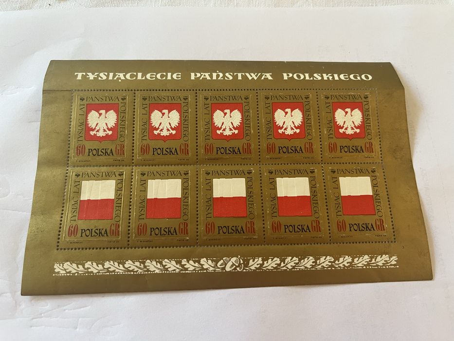 Tysiąclecie Państwa Polskiego arkusz znaczki