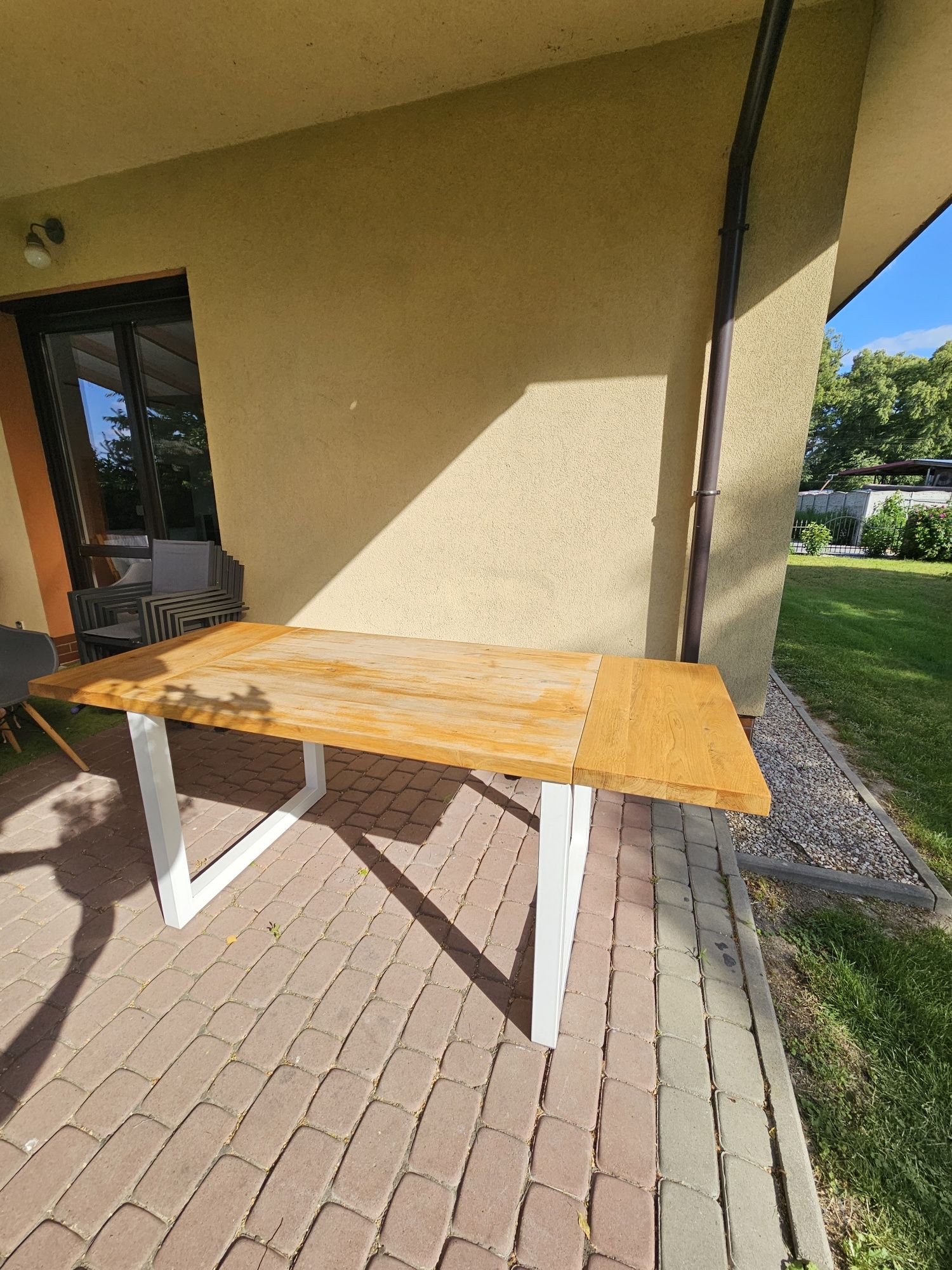 Loftowy solidny stół dębowy, nogi stalowe.