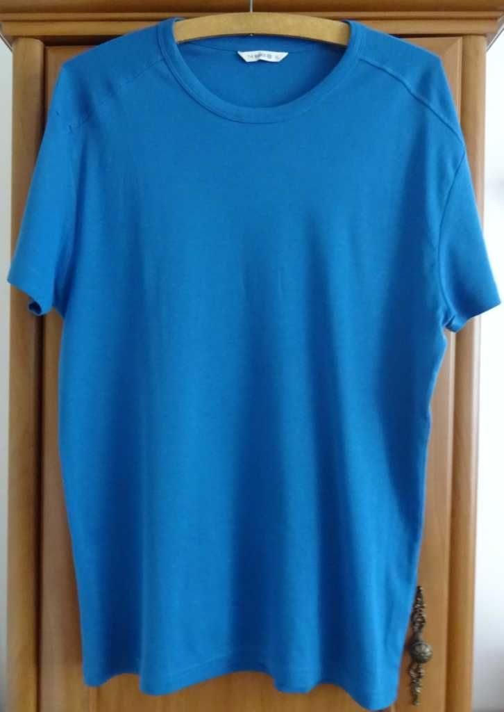 T Shirt Bawełna - Krótki Rękaw, Kolor Morski - Twarzowy, Miły W Dotyku