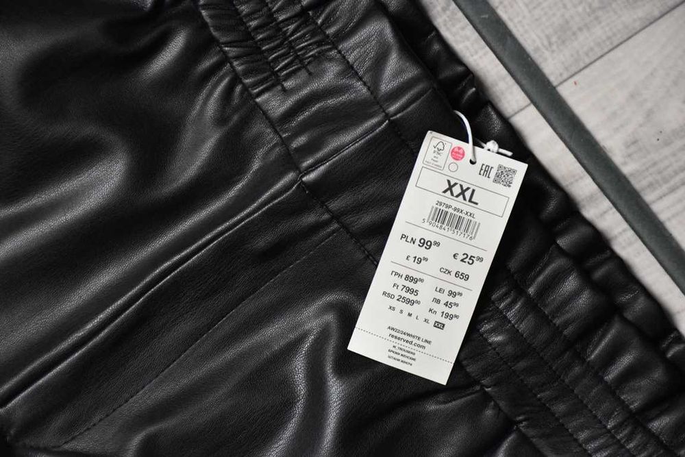 *Reserved* spodnie eko skóra czarne wysoki stan gruby pas nowe_XXL