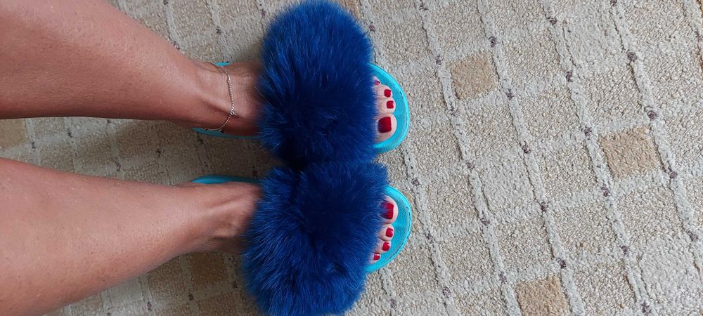 Шлепанцы с натуральным песцом 41 размер