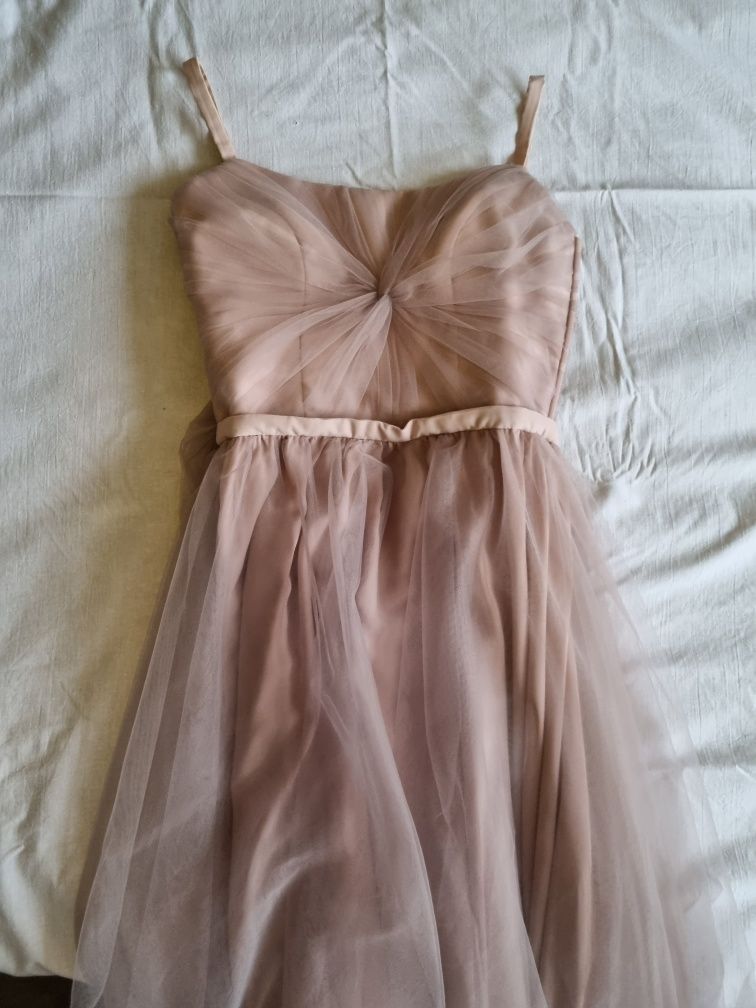 Вечернее розовое нюд платье в пол