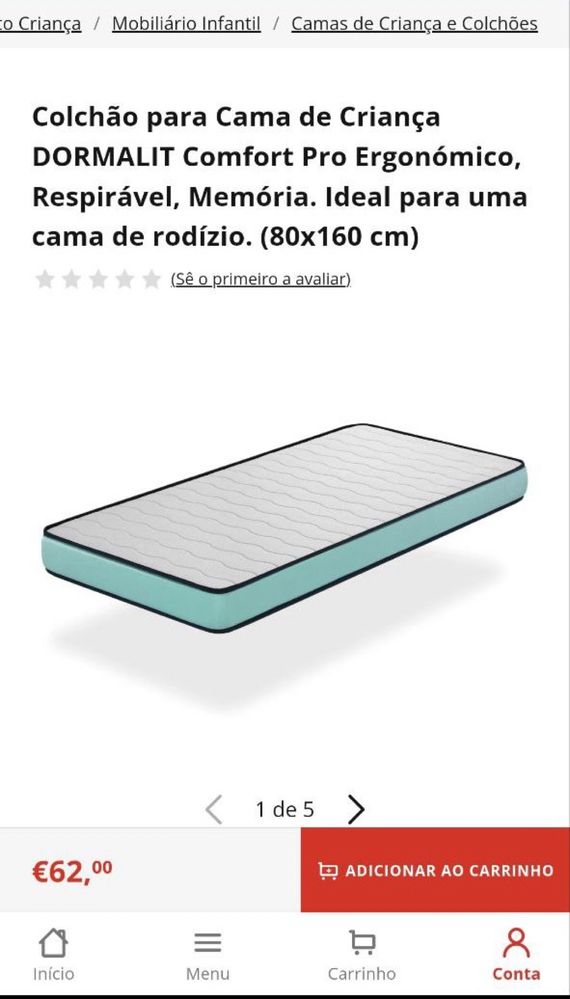 Cama + Colchão 80x160 nova