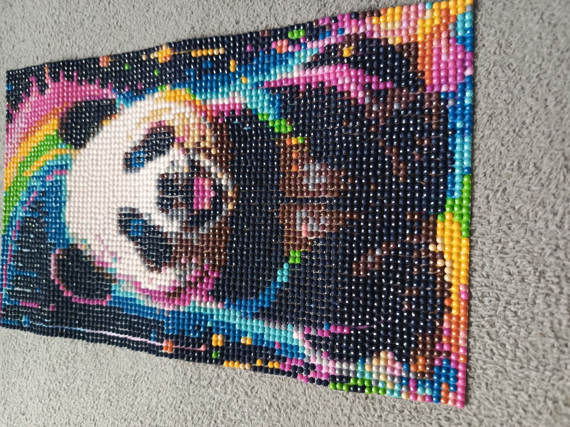 Obraz panda tęcza obrazek zdjęcie ozdoba diamenty malowanie diamentami