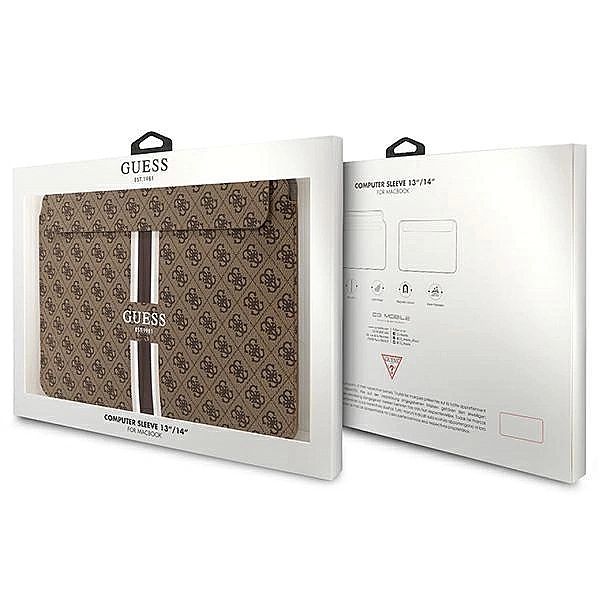 Pokrowiec Guess 4G Printed Stripes na laptopa 14" - brązowy