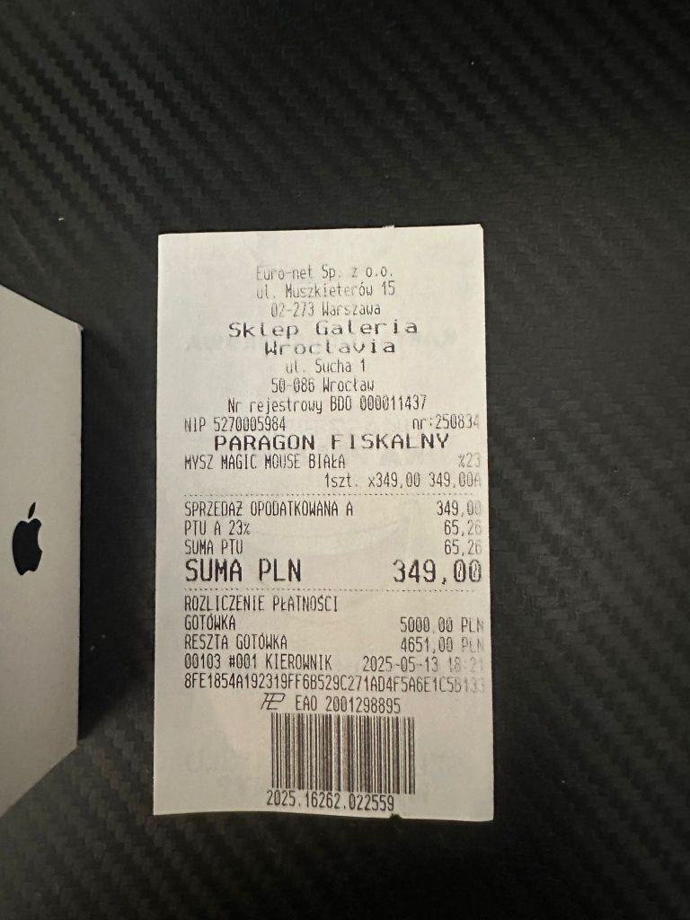 Myszka mysz magic Mouse biała appla