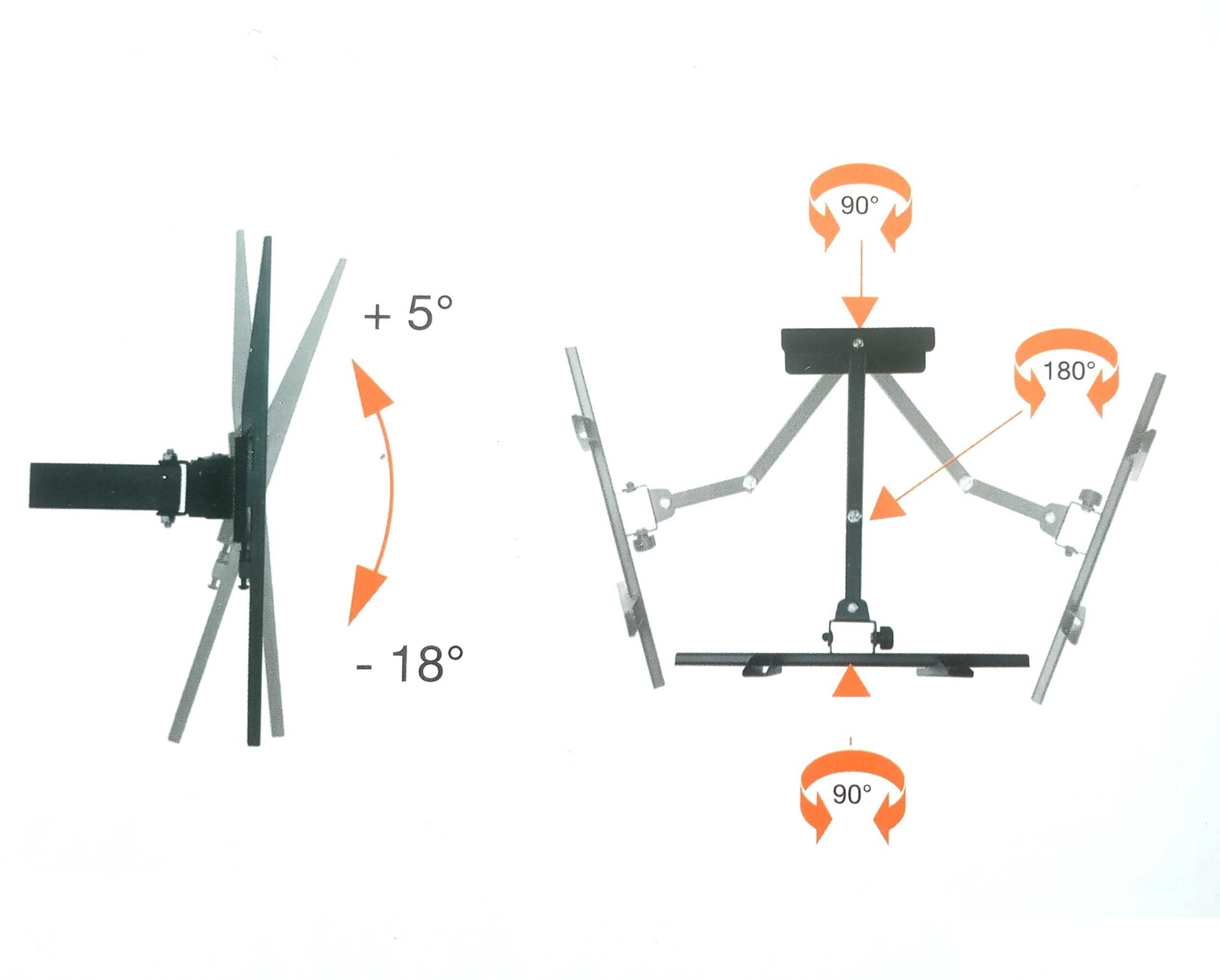 Suporte inclinável, giratório e dobrável, para TV de 42" a 55". NOVO