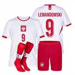 Strój / komplet piłkarski LEWANDOWSKI POLSKA 9 + getry rozm. 128