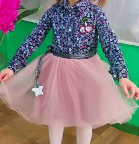 Сукня святкова платье рубашка фатиновая юбка на дівчинку 3-4 роки