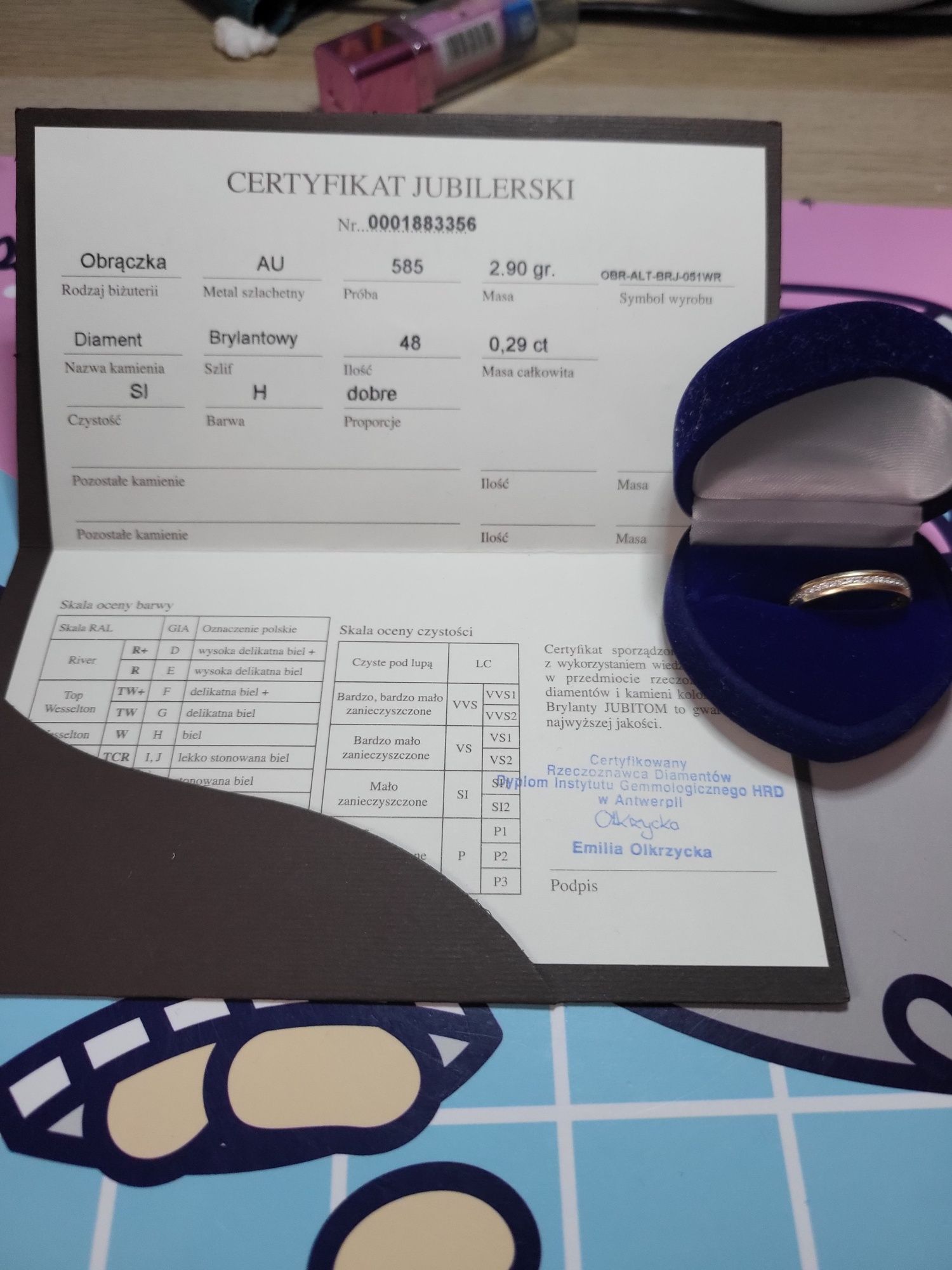 Złota obrączka jubitom z diamentami 0,29ct