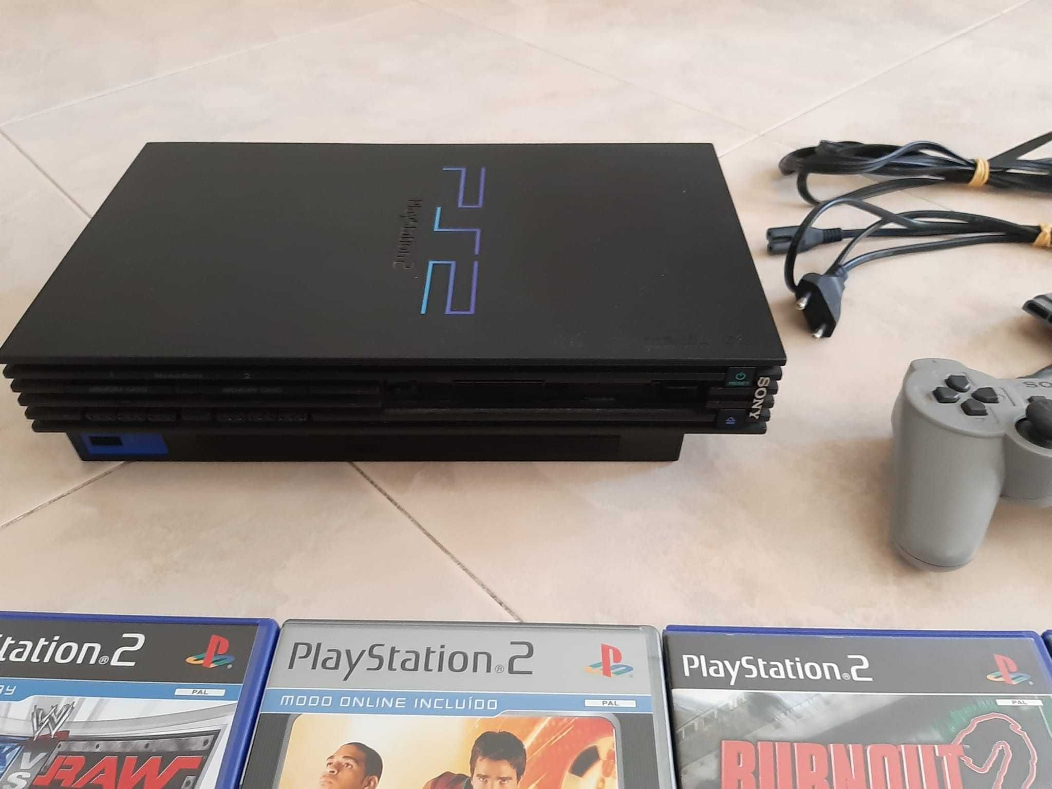 PS2 com comando Sony e 6 Jogos - Negociável