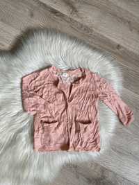 Sweter kardigan H&M 92 morelowy pudrowy róż wełna.