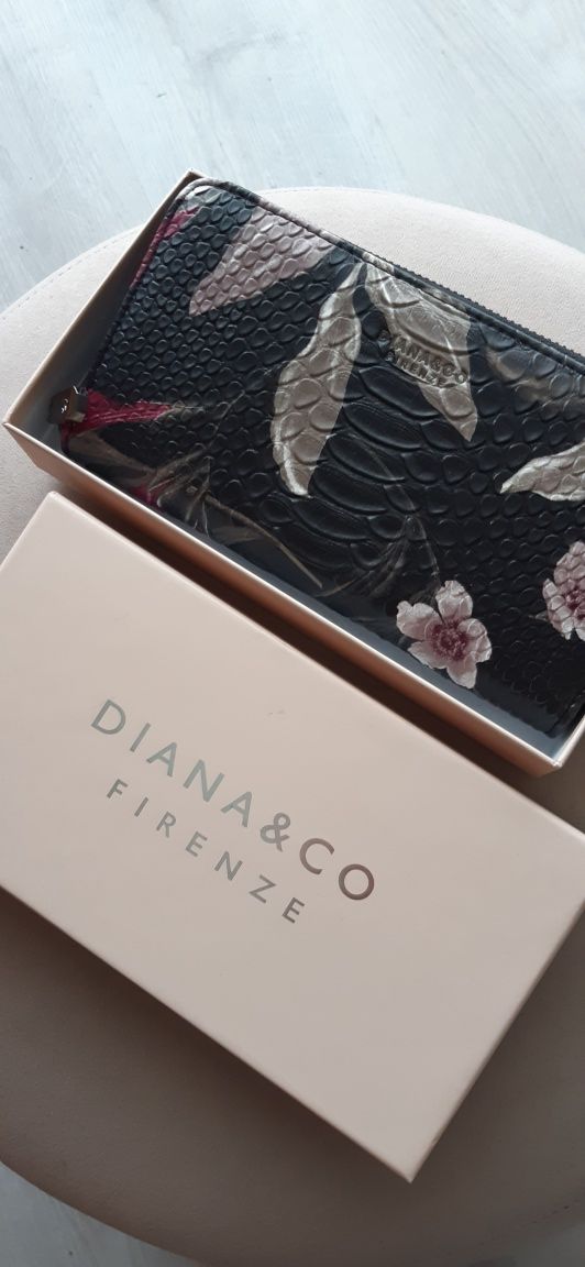 Włoski portfel Diana&Co kwiatowy/ elegancki NOWE