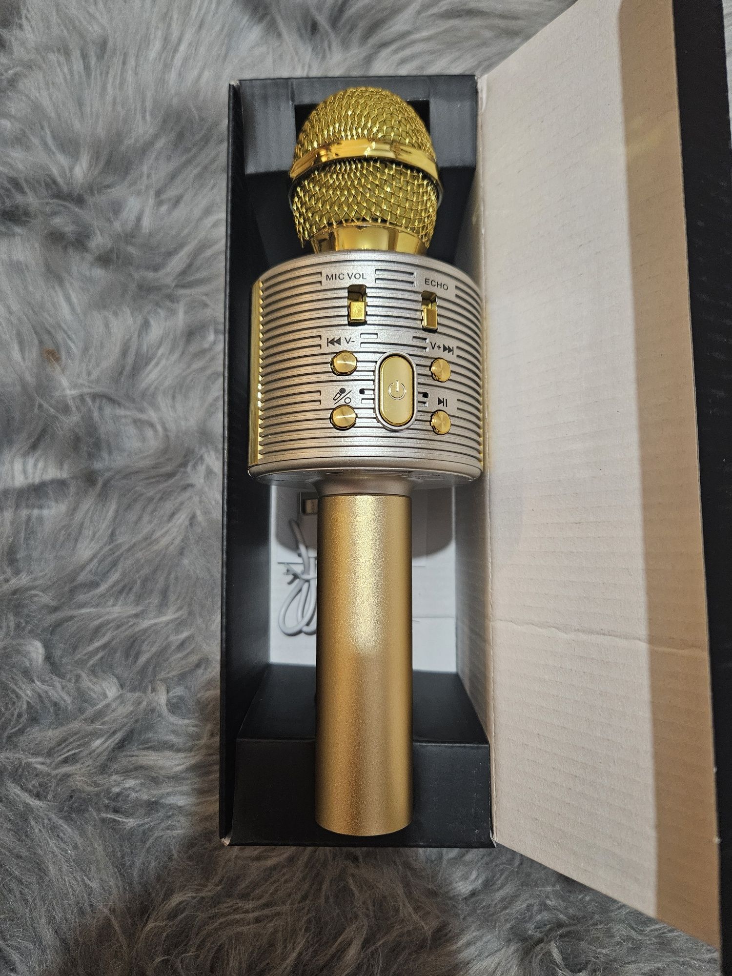 Mikrofon dla dzieci złoty karaoke głośnik