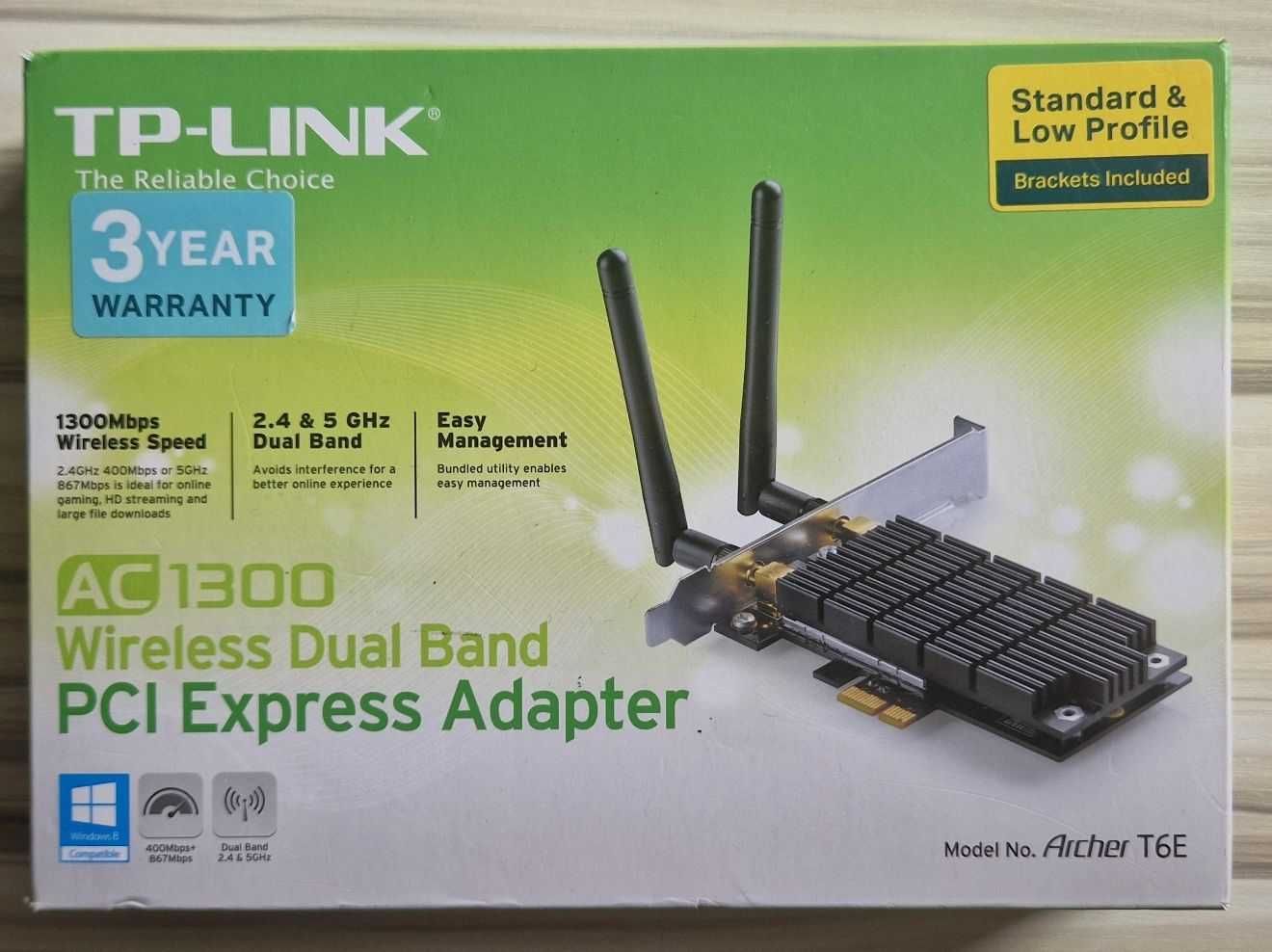 Karta sieciowa dwupasmowa TP Link  Archer T6E,  WI-FI PCI-E