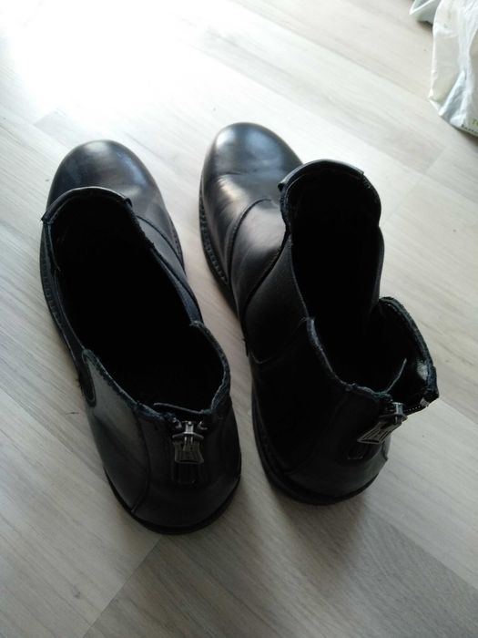 Buty męskie skórzane wysokie czarne na zamek replay