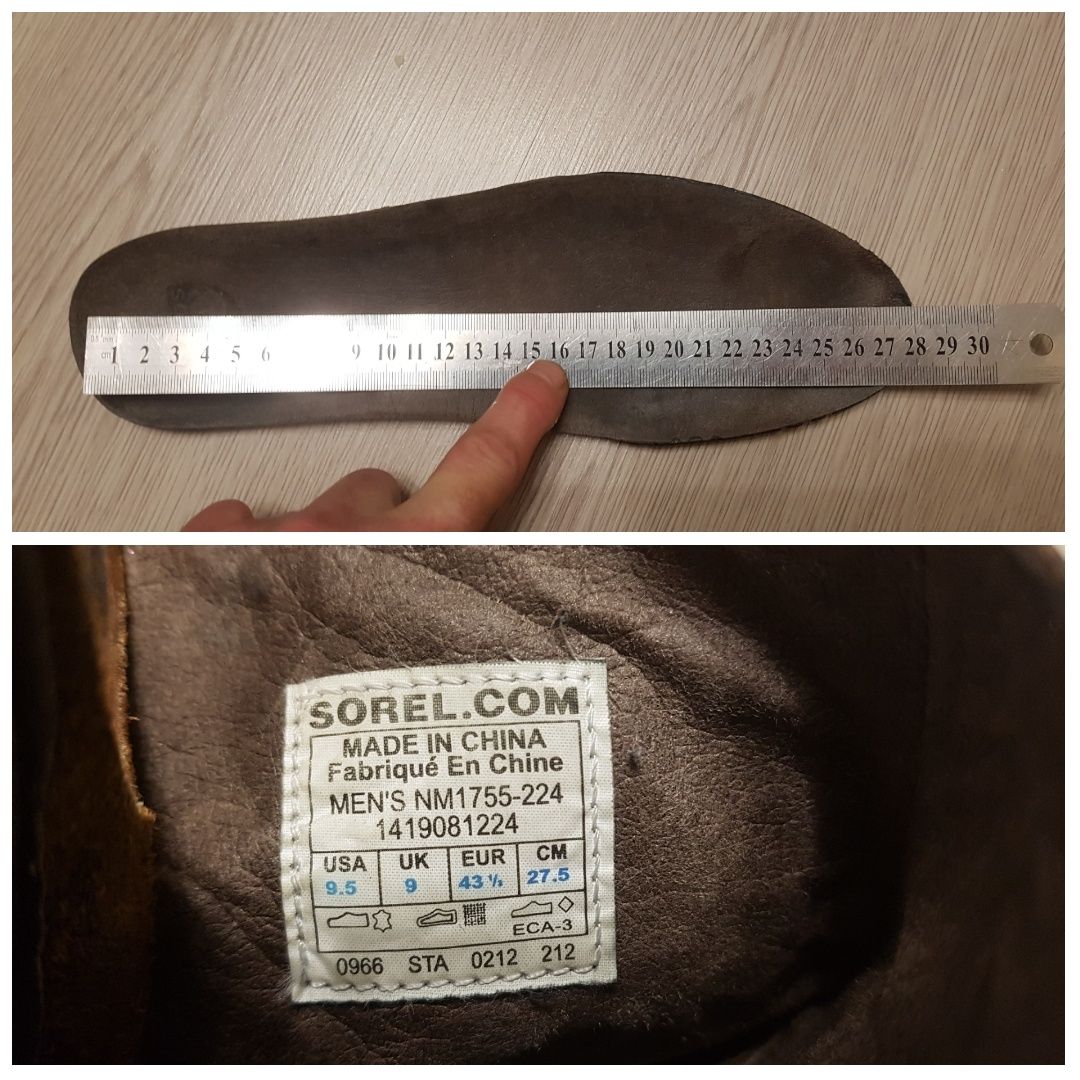 Ботинки Sorel (42.5р. 28см)качество,кожа