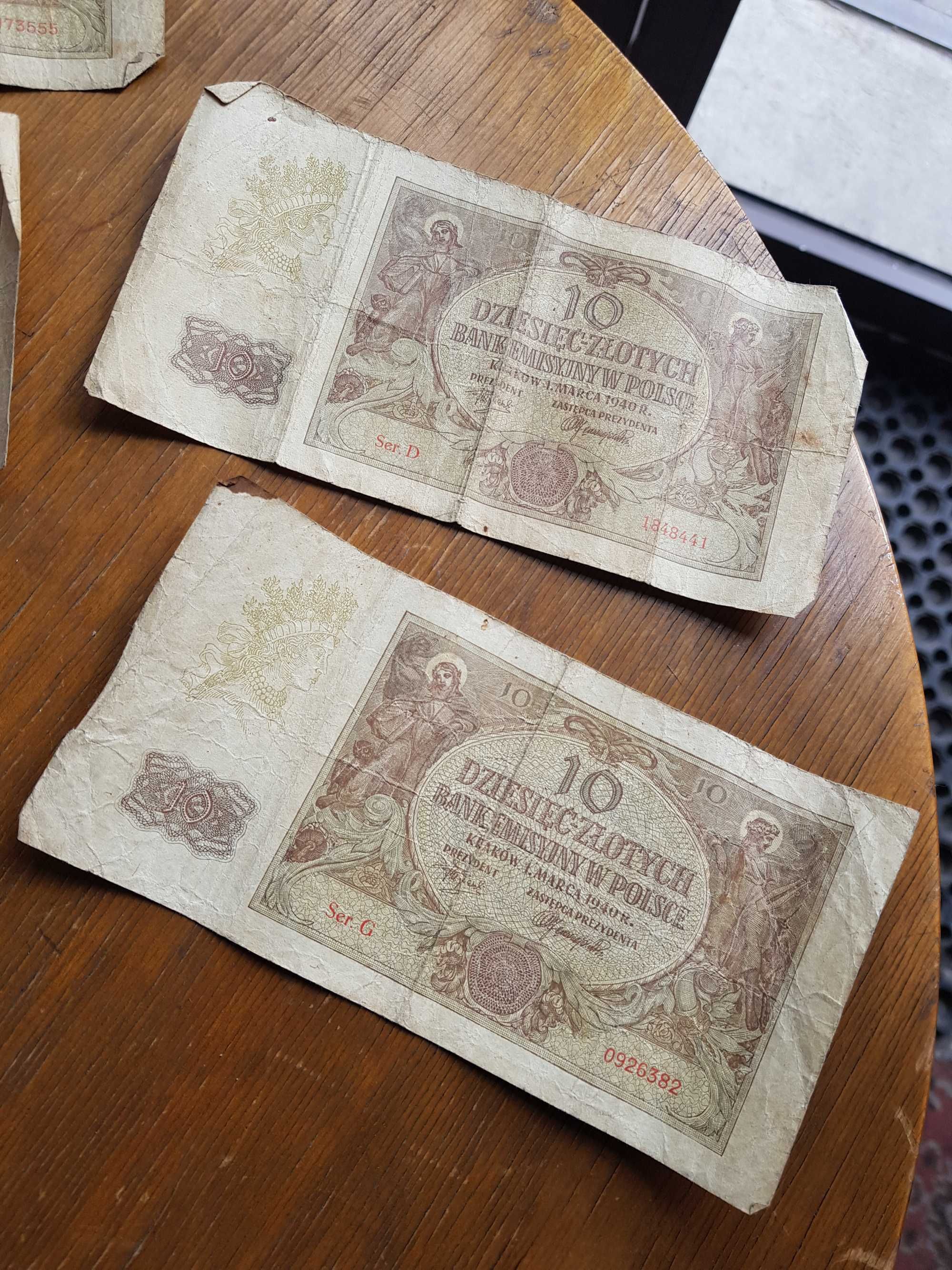 Stare banknoty POLSKA 10zł 1940r  9 sztuk komplet