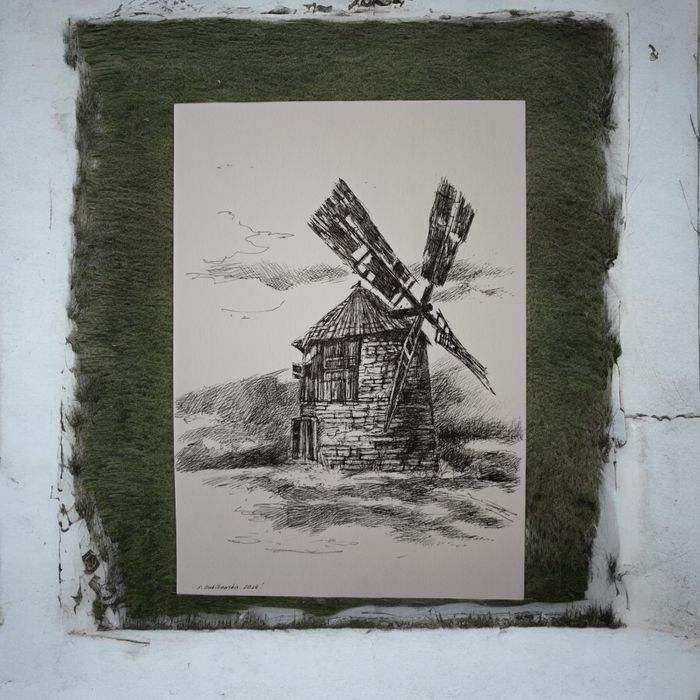 Wiatrak vintage home style grafika obraz