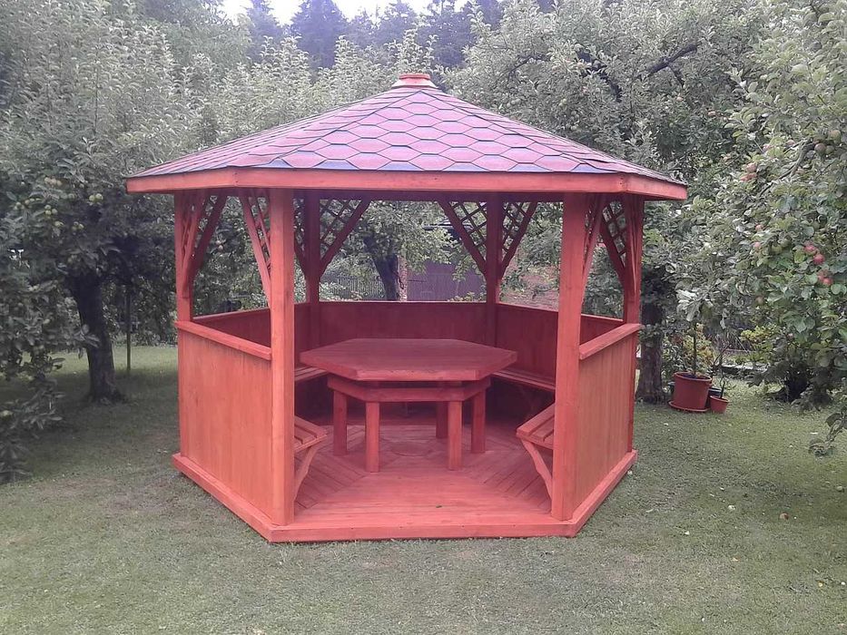 altany do ogrodu z drewna ,klasyczne, estetyczne, drewniane FI 340 cm