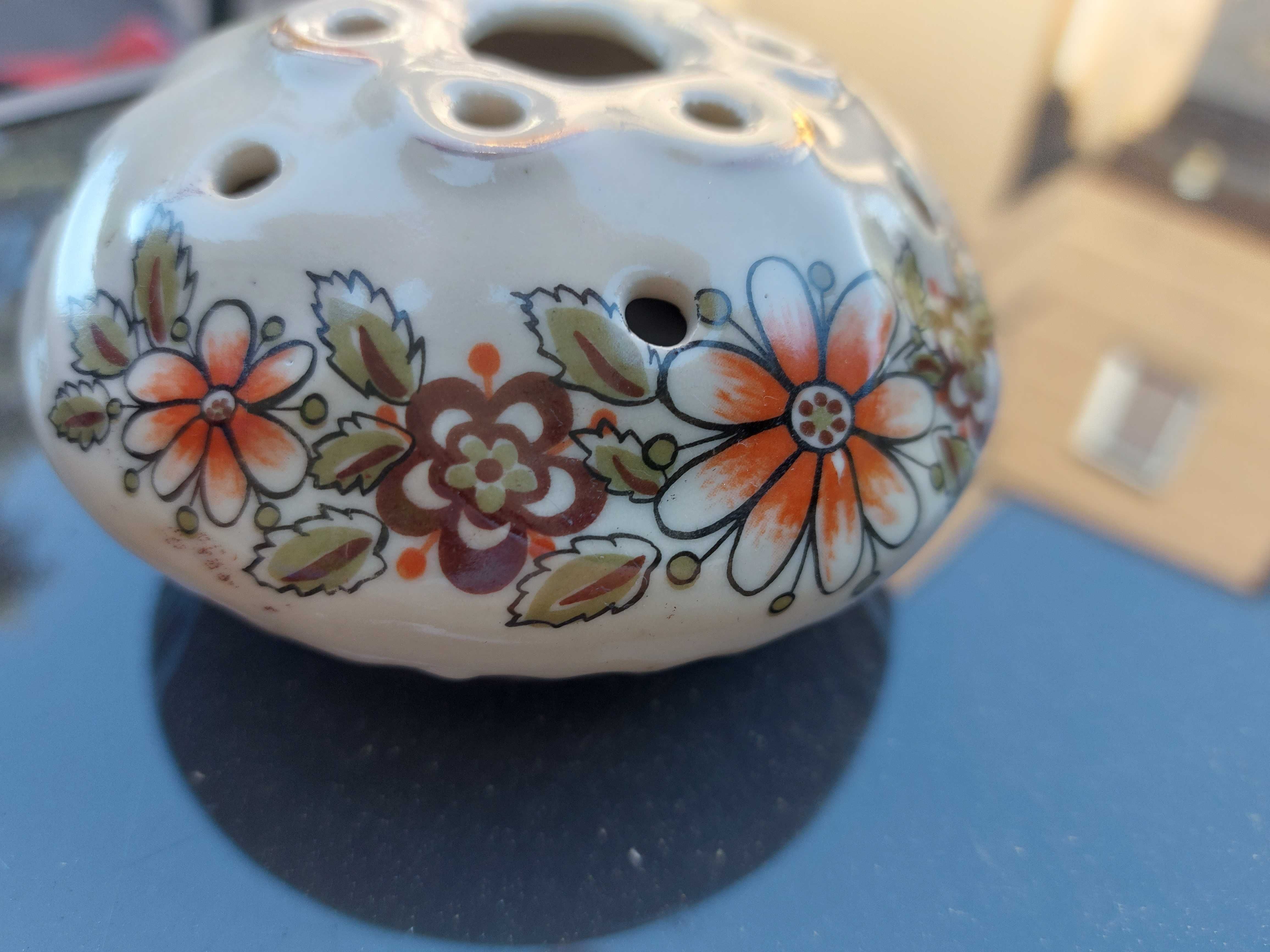 Ikebana wazon szkatułka porcelana PRL kwiaty