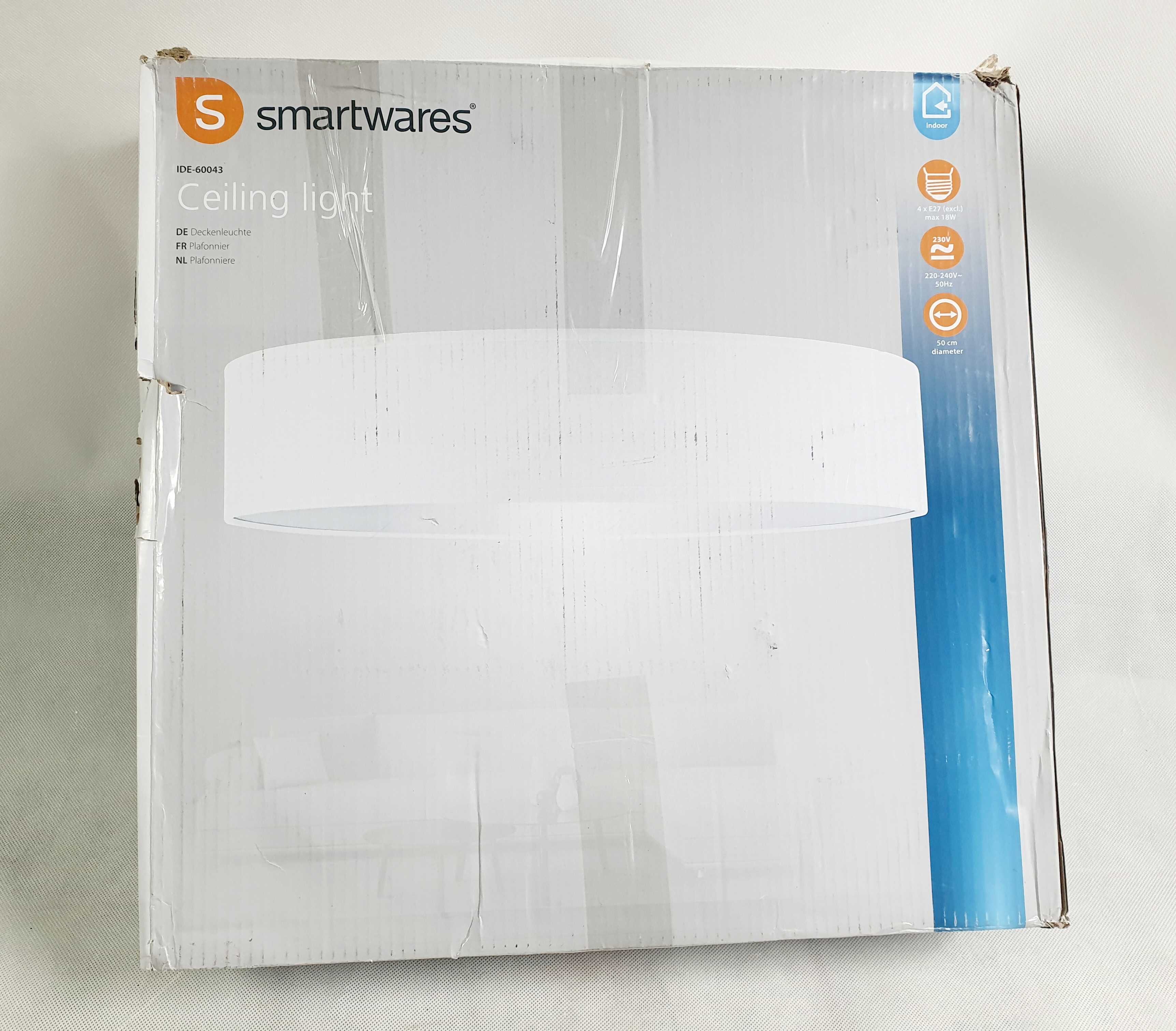 Smartwares Lampa sufitowa plafon 50 cm biały E27 abażur