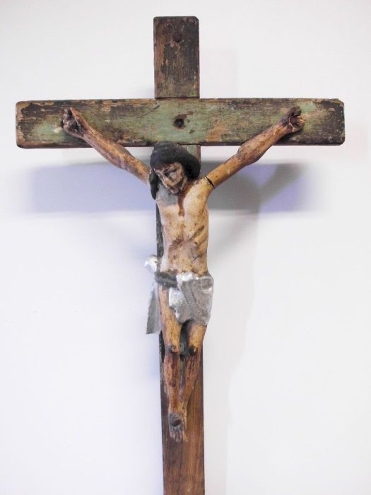 Antigo crucifixo de pé em madeira - ca. 1900