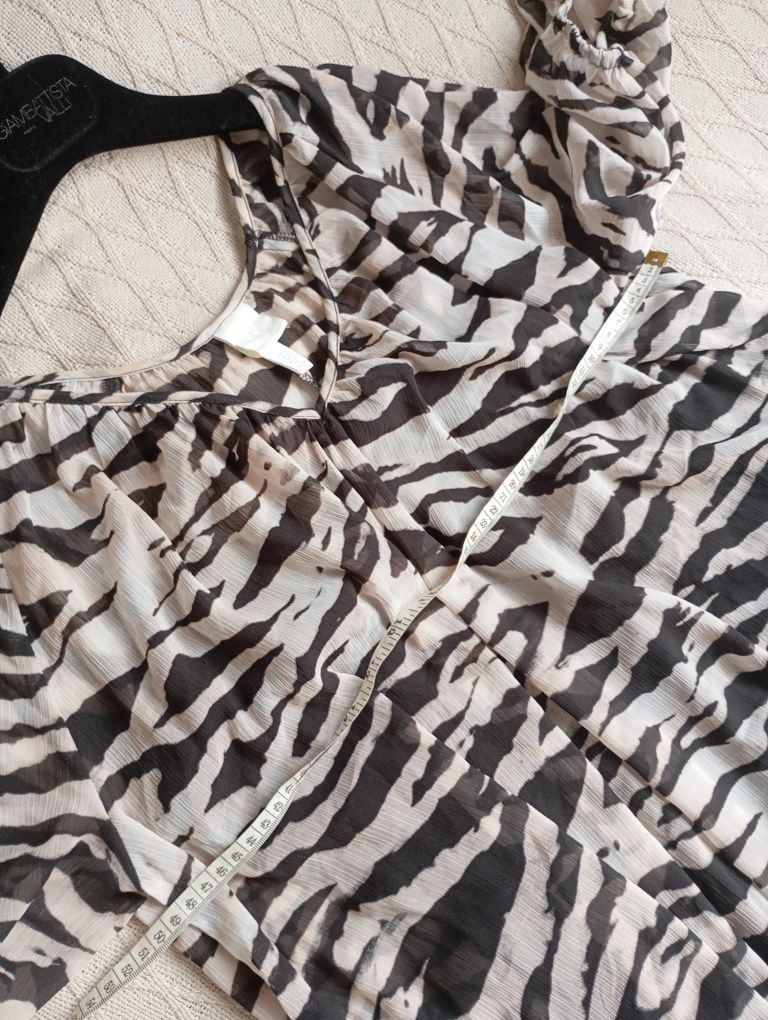 H&M S-L luźna długa owersizowa sukienka wzór zebra
