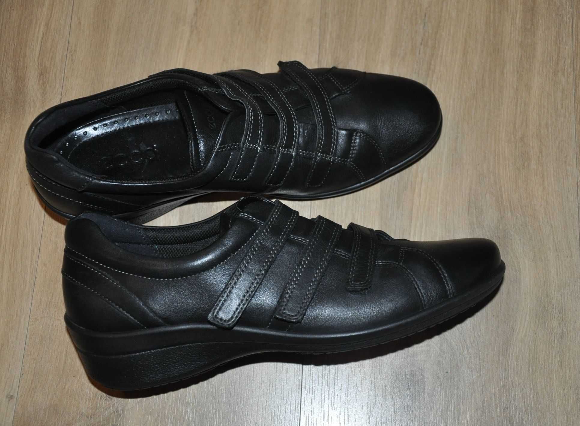 ECCO R.41 półbuty, skórzane sneakersy na 3 rzepy, buty na co dzień