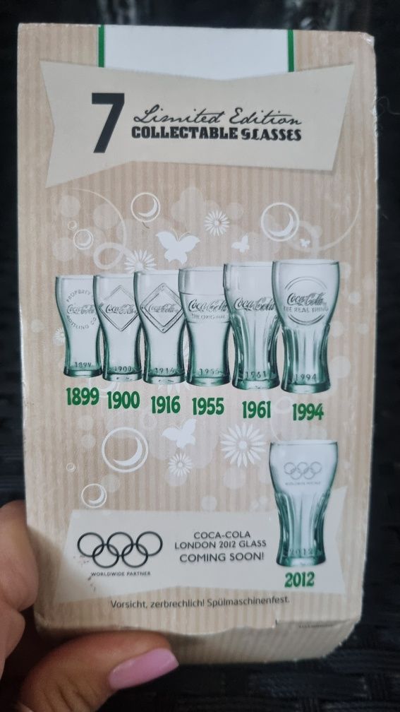 Szklanki kolekcjonerskie Coca Cola 1900, 1916, 1961
