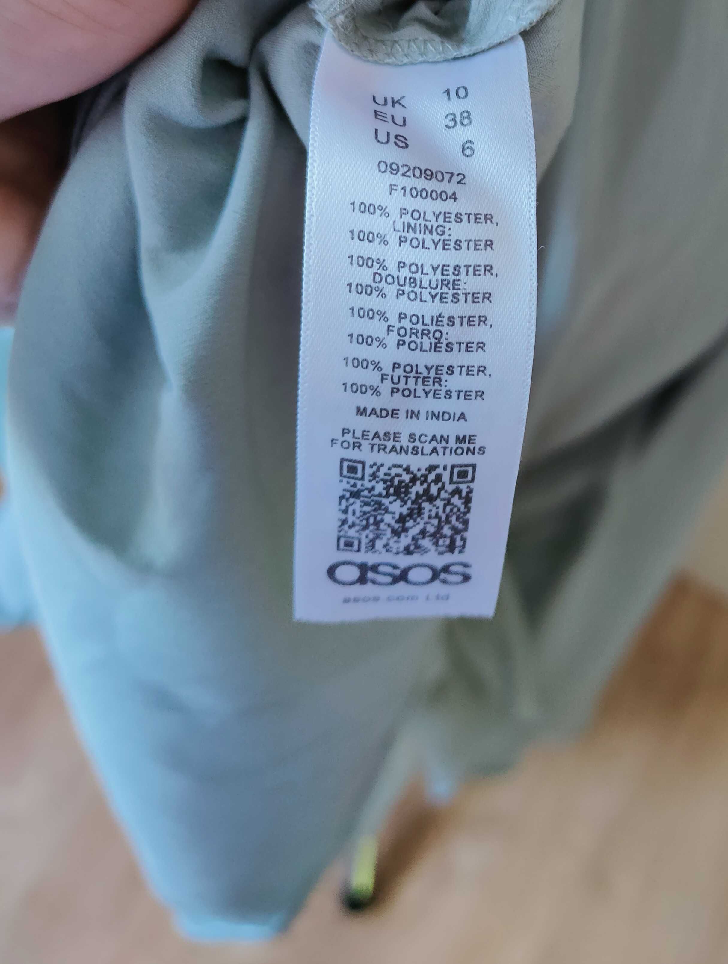 NOWA miętowa szyfonowa sukienka maxi z drapowaniem r. 38 (S) Asos