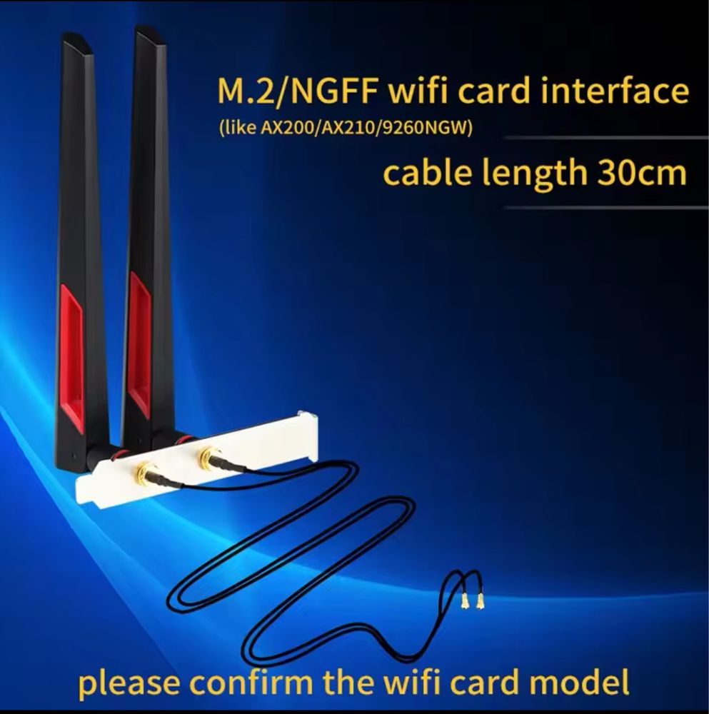 Антена wifi антенна  m2 m.2 sx10dbi, карта Wi-Fi AX210 NGFF 2,4 5 ГГц