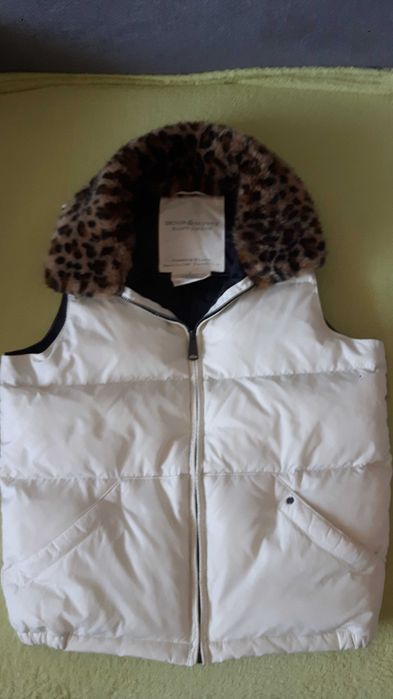 Kamizelka jak nowa Ralph Lauren ecru z panterkowym kołnierzem, r. M
