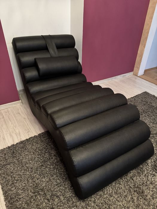 Szezlong/ leżanka relaksacyjna ekoskóra czarna stan bdb odbiór Kraków