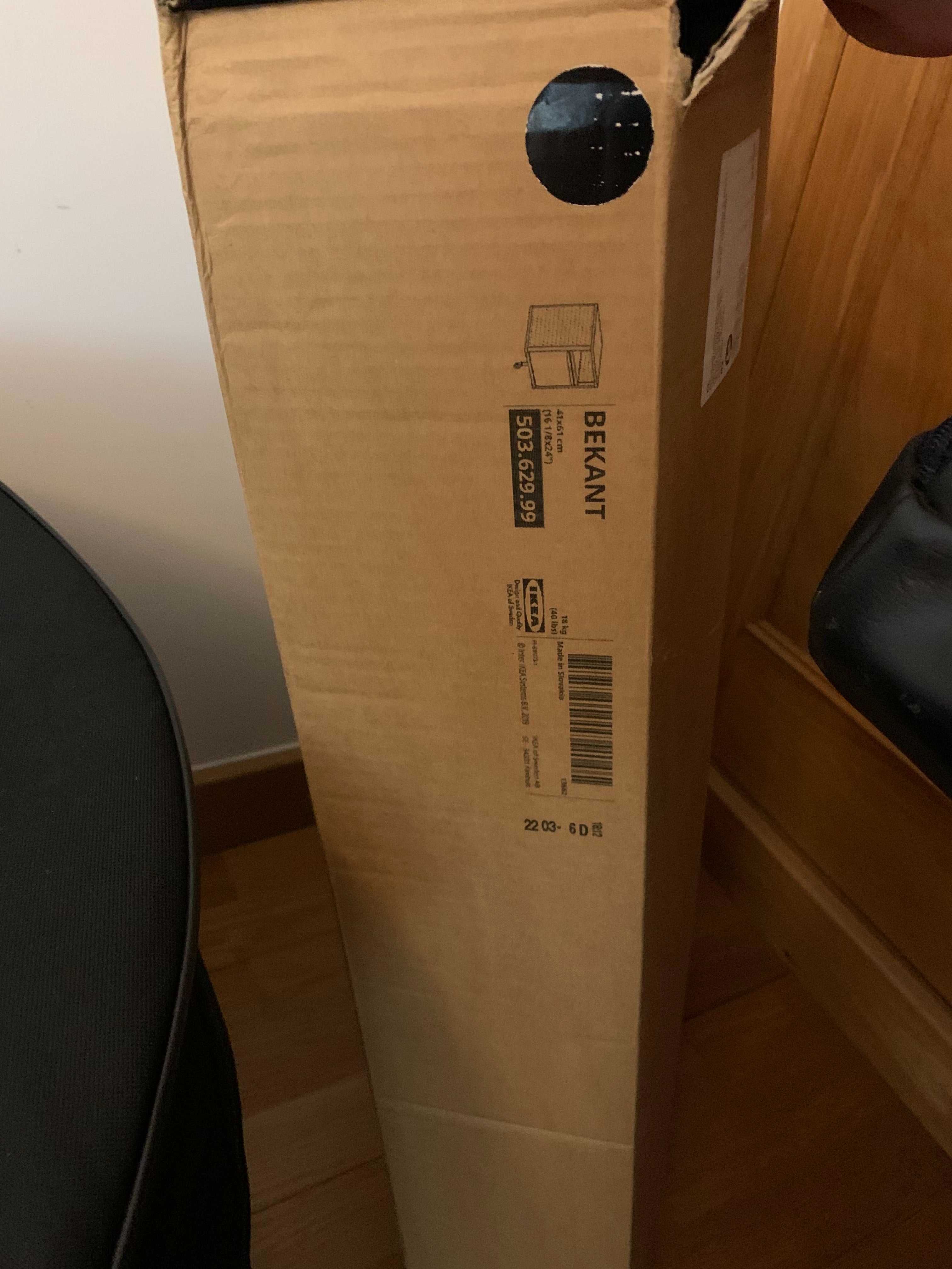 Armário Auxiliar IKEA p/ Secretária — com rodas, preto/madeira