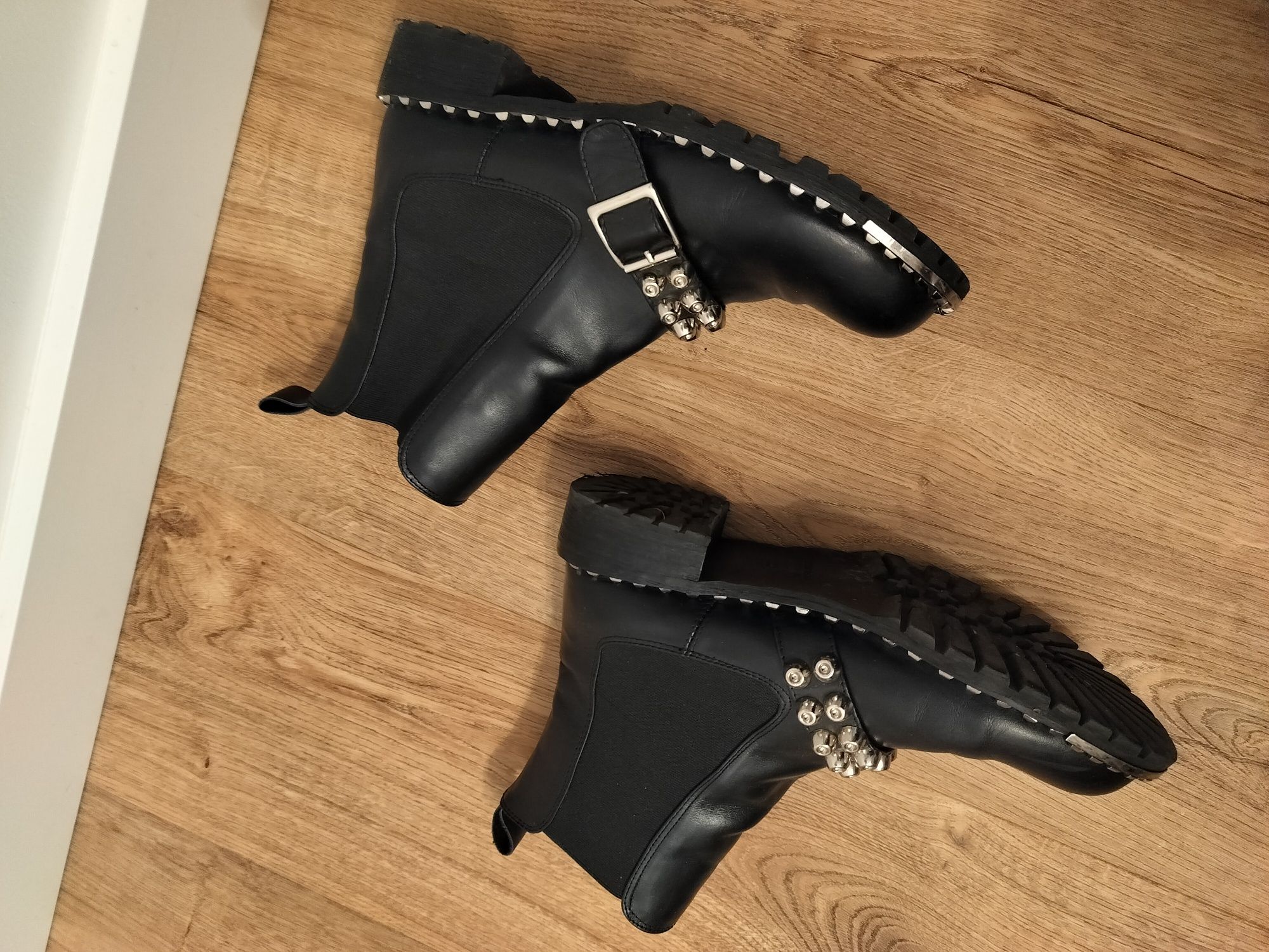 Botki bikery Miu Miu 39 skóra naturalna