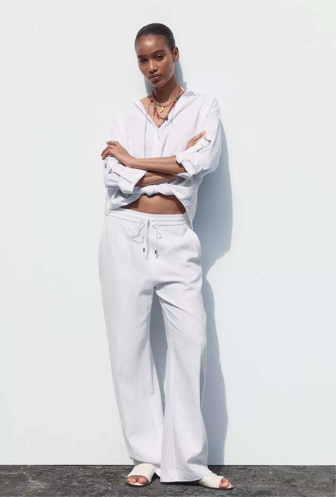 Штани з льоном Zara,розмір s