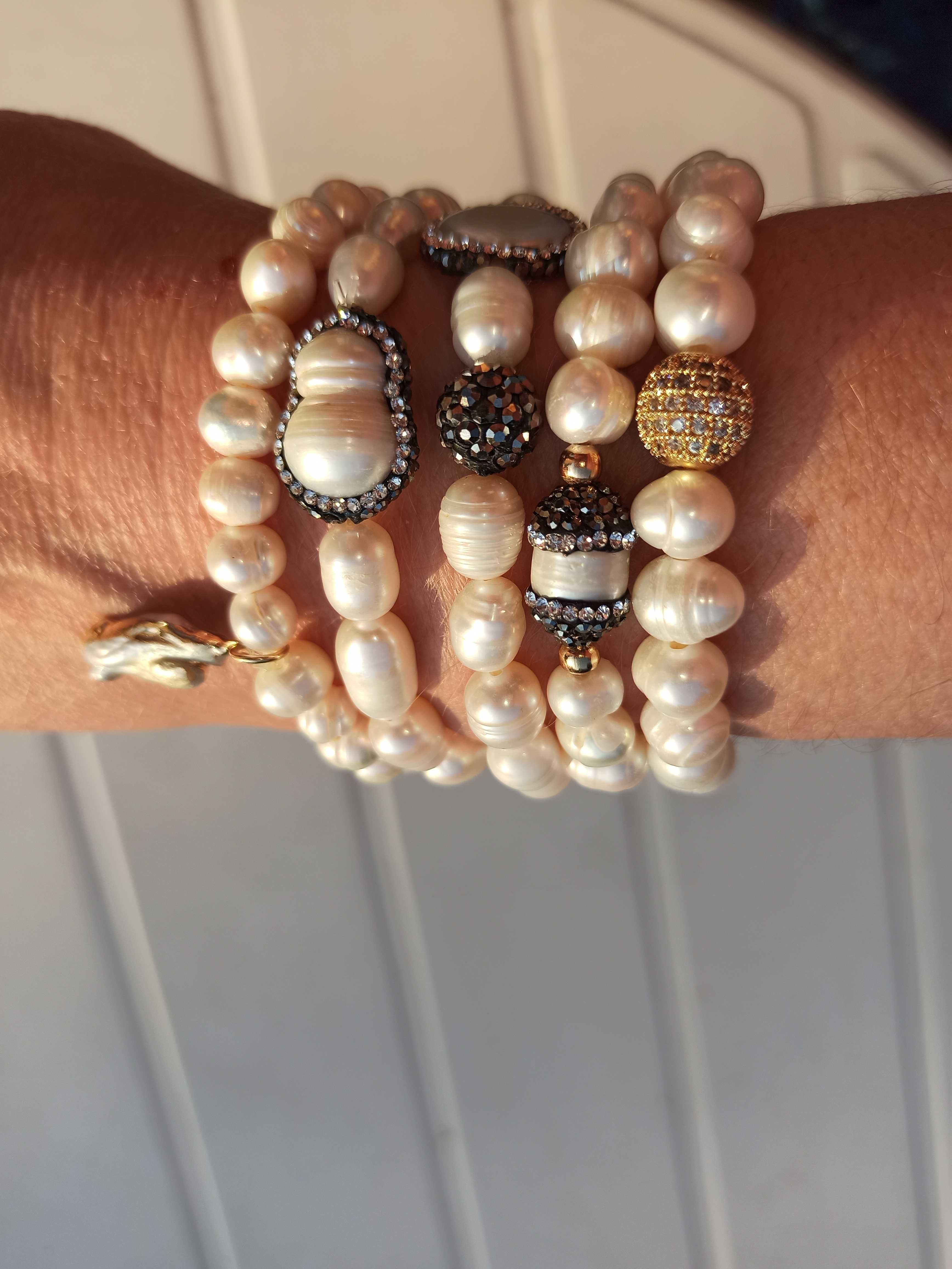 Cudne bransolety perły naturalne boho style