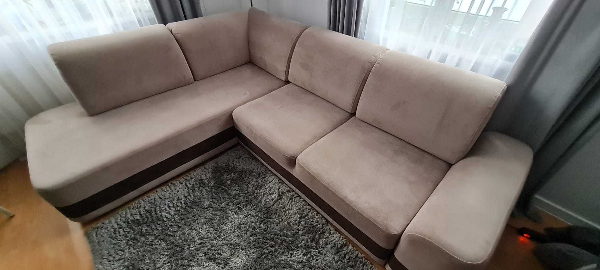 Narożnik, kanapa, sofa powierzchnia spania 145x220 - jak nowa !